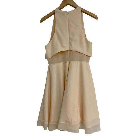 ASOS Sheer & Solid Skater Dress Bridal Wedding Cocktail Cream Feminine Mesh SZ 8 - Picture 2 of 13